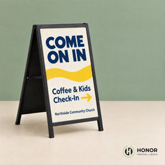 A-frame sidewalk sign for a church — Honor Printing + Design