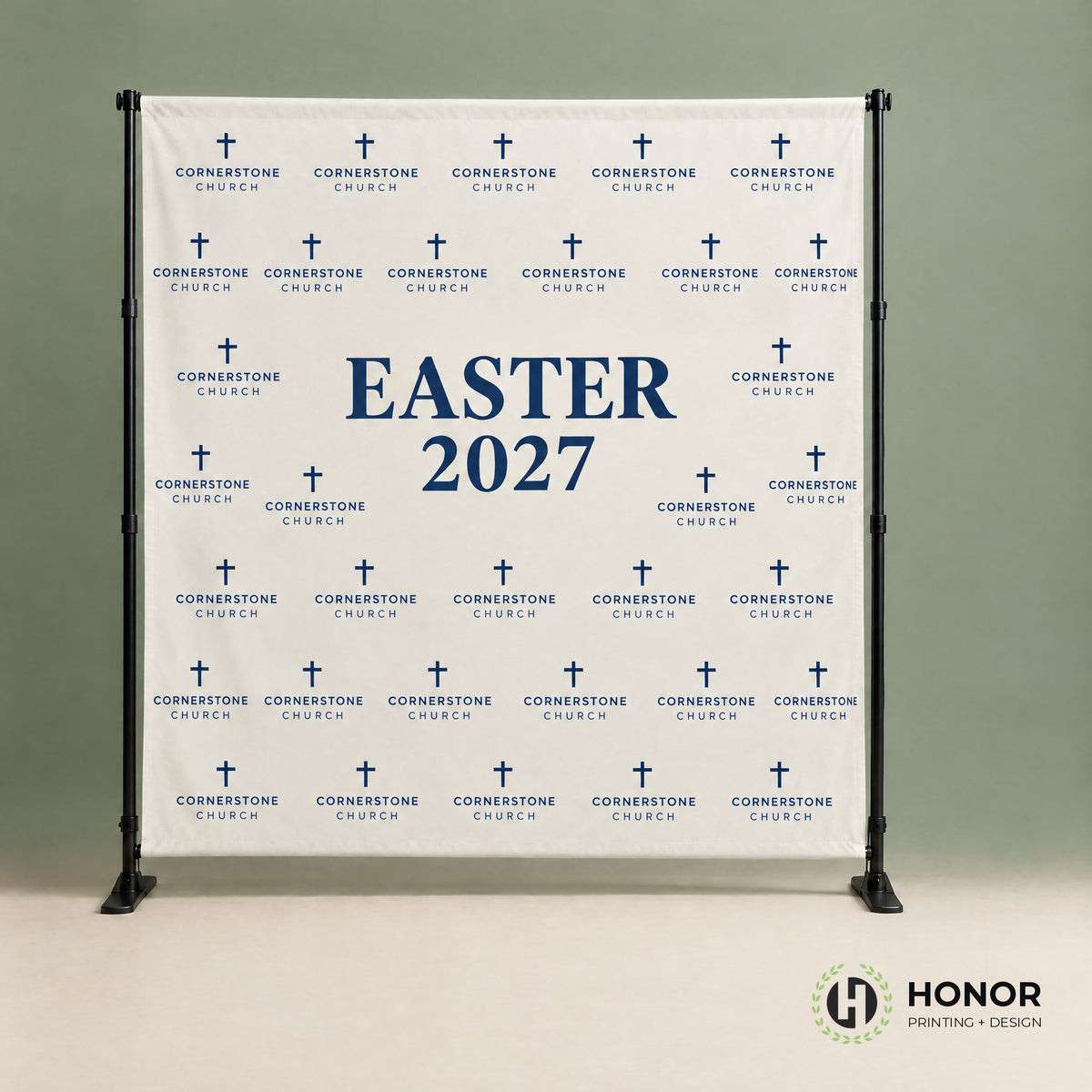 8x8 backdrop banner for a church — Honor Printing + Design