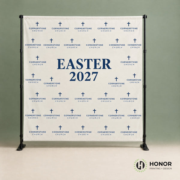 8x8 backdrop banner for a church — Honor Printing + Design
