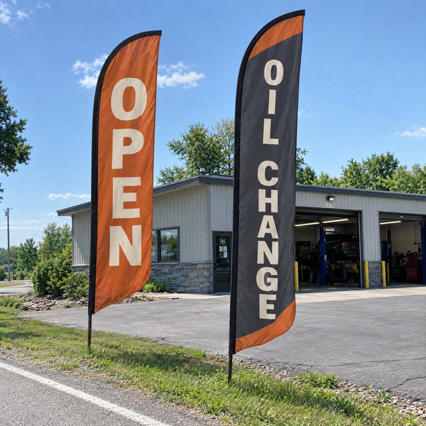 Feather flags outside a small business