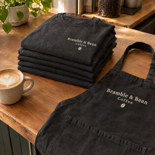 Custom staff apparel for a small business team
