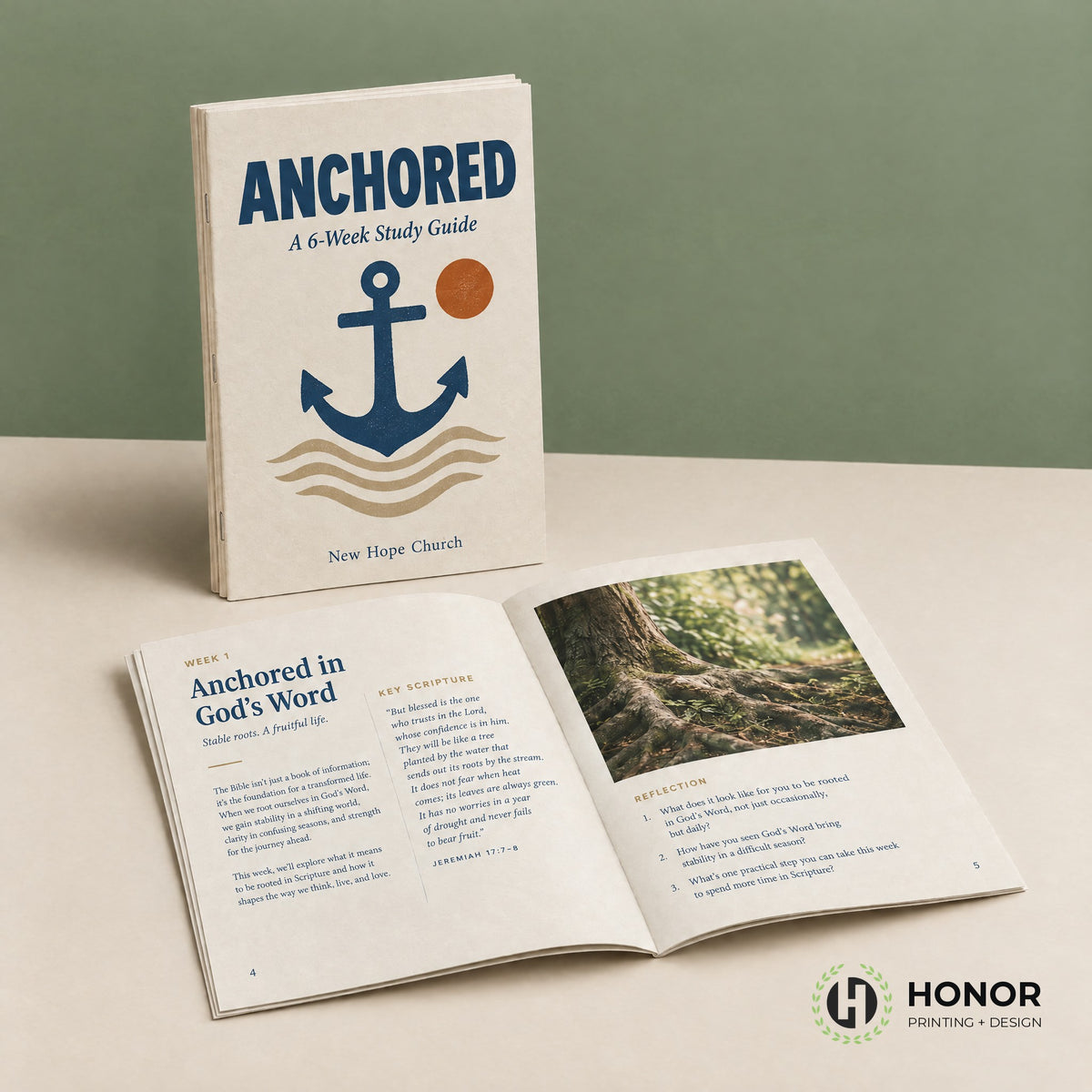 Custom printed study guide booklet, cover and inside spread — Honor Printing + Design