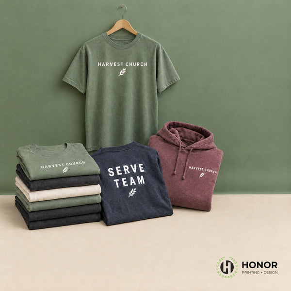Custom t-shirts and apparel for a church — Honor Printing + Design