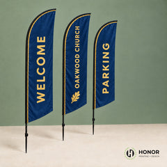 Feather flags for a church — Honor Printing + Design
