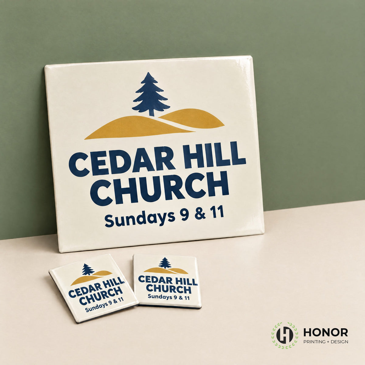 Custom printed car magnet and fridge magnets for a church — Honor Printing + Design