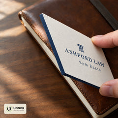 Painted edge business cards in use at a church or event