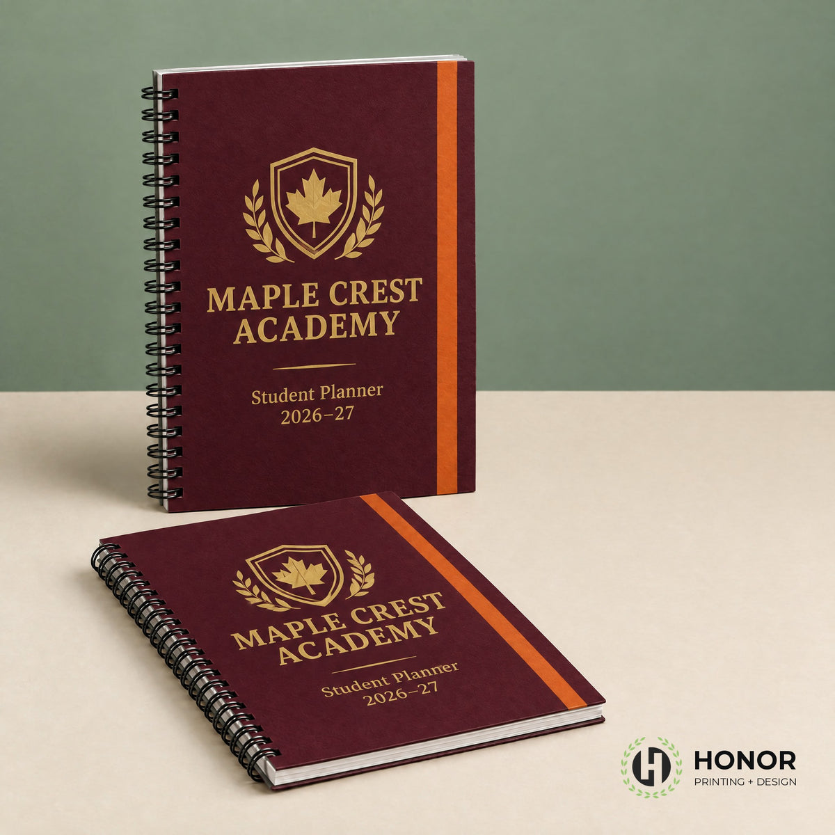 Custom spiral-bound school student planners — Honor Printing + Design