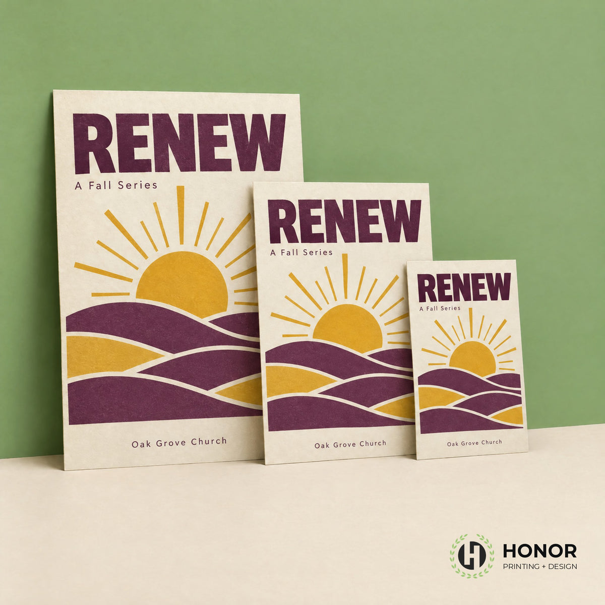 Custom printed church sermon series posters in three sizes — Honor Printing + Design