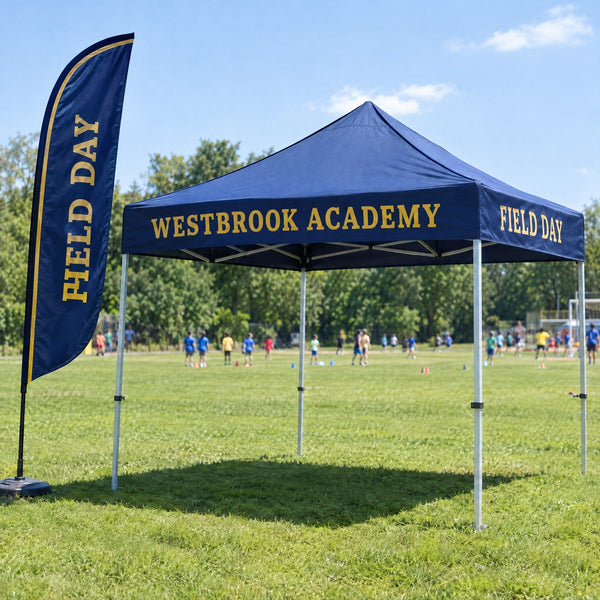 Custom school event tent at a game