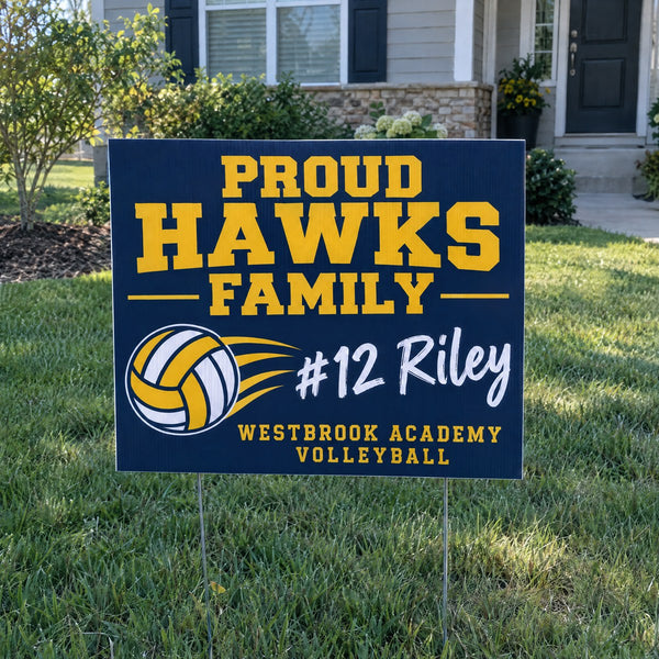 Team player yard sign for a school athlete