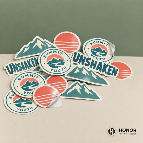 Custom die-cut vinyl stickers for a youth ministry — Honor Printing + Design