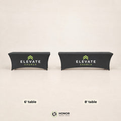 Stretch table covers for 6' and 8' tables