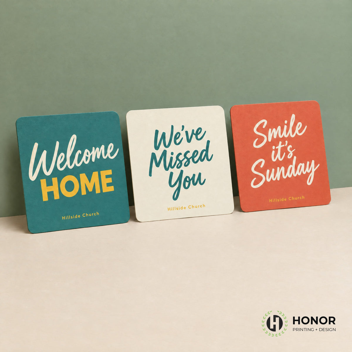 Welcome signs for a church — Honor Printing + Design